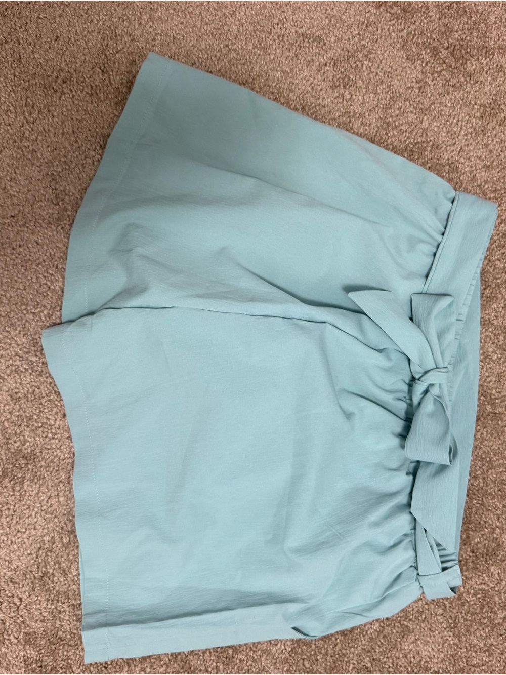 Women’s Light Aqua Paperbag Waist Bermuda Shorts